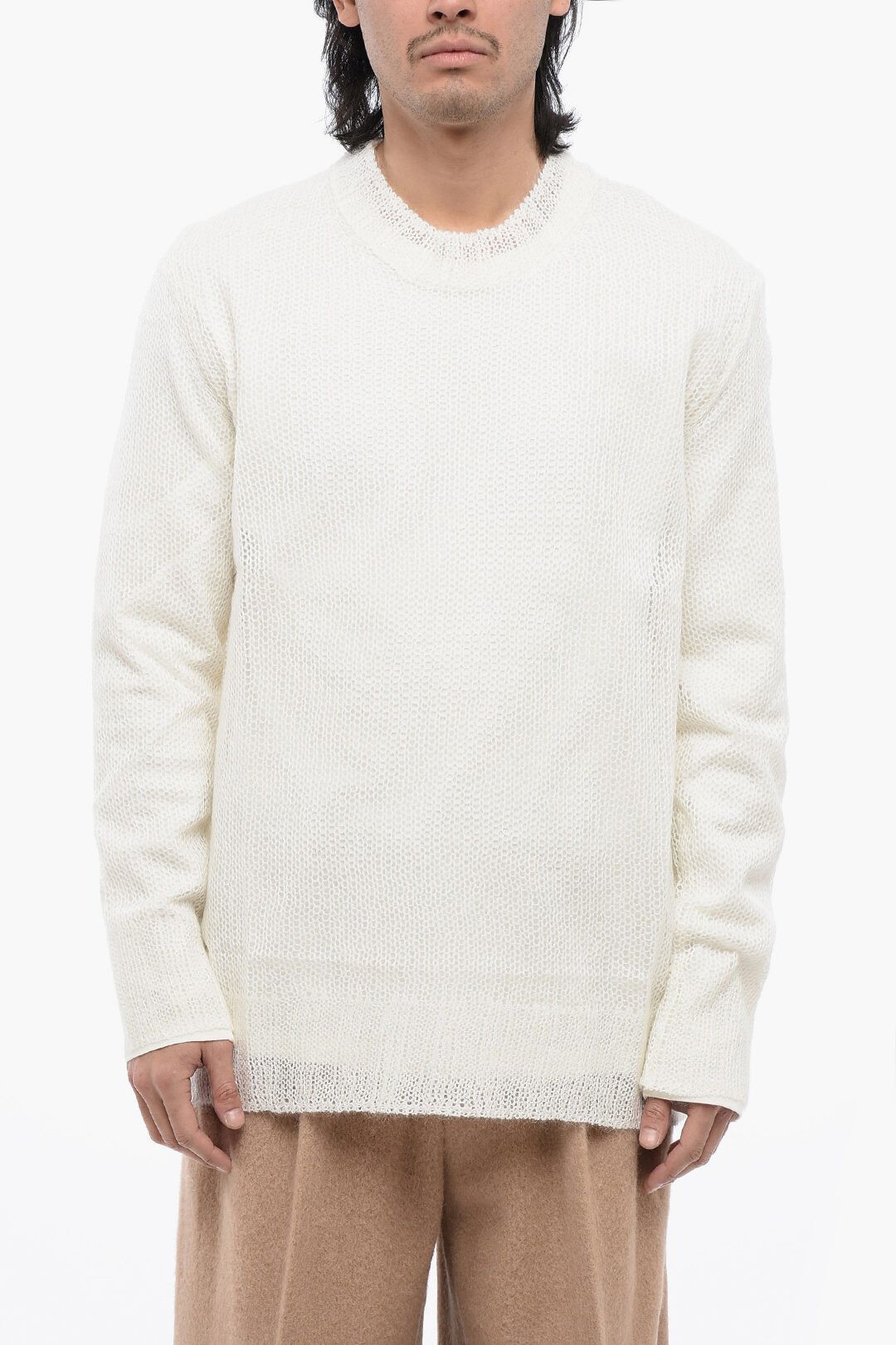 Jil Sander og1mm0625 Crewneck Double-Layer Sweater in White Size US M / EU 48-50 / 2 - 1 Thumbnail