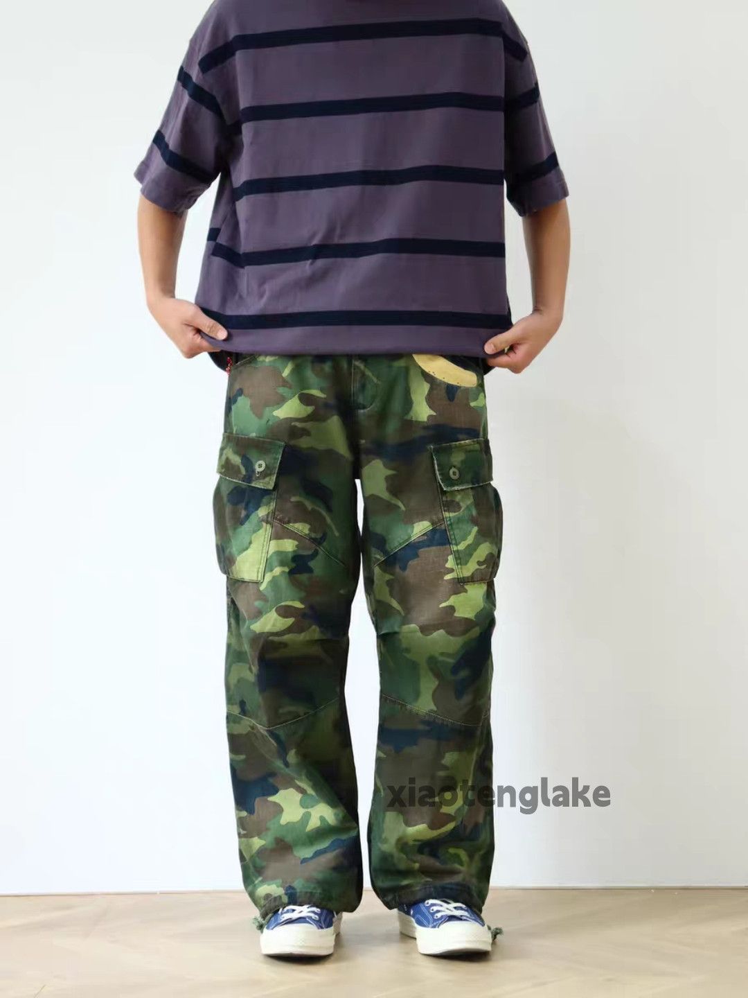 zx vintage washed faded loose baggy military camo pants