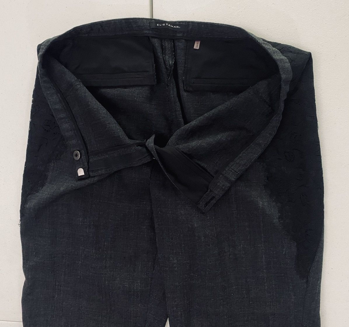 Elie Tahari Elie Tahari Women's Asphalt Black Wool Black Laced Side Pant Size 30" / US 8 / IT 44 - 3 Thumbnail