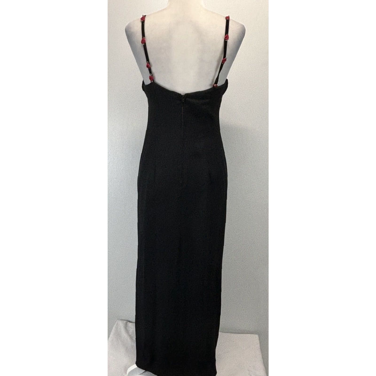 Vintage VINTAGE Steppin’ Out Maxi Dress Gown Juniors 9 Black Grunge 90s Formal Womens Size M / US 6-8 / IT 42-44 - 3 Thumbnail