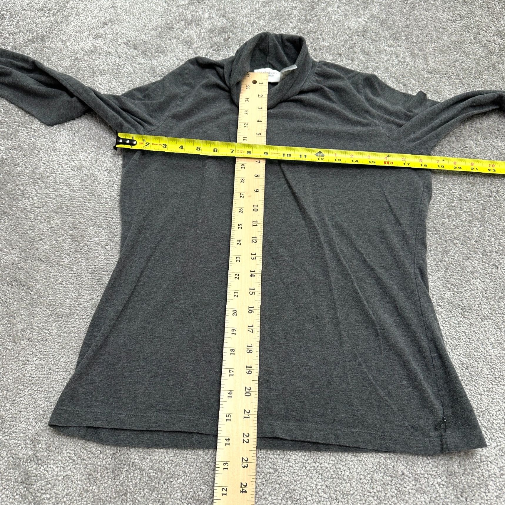Liz Claiborne Liz Claiborne Shirt Womens Small Drak Gray Turtleneck Long Sleeve Cotton Stretch Size S / US 4 / IT 40 - 5 Thumbnail
