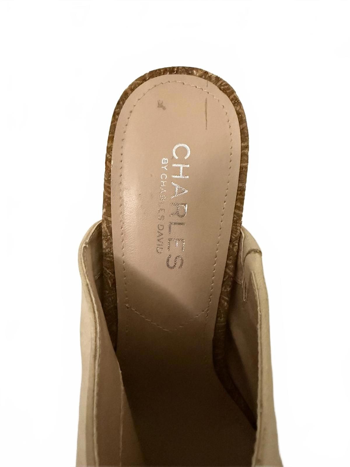 Other Charles by Charles David Beige Suede Peep Toe Mules Size US 8 / IT 38 - 8 Thumbnail
