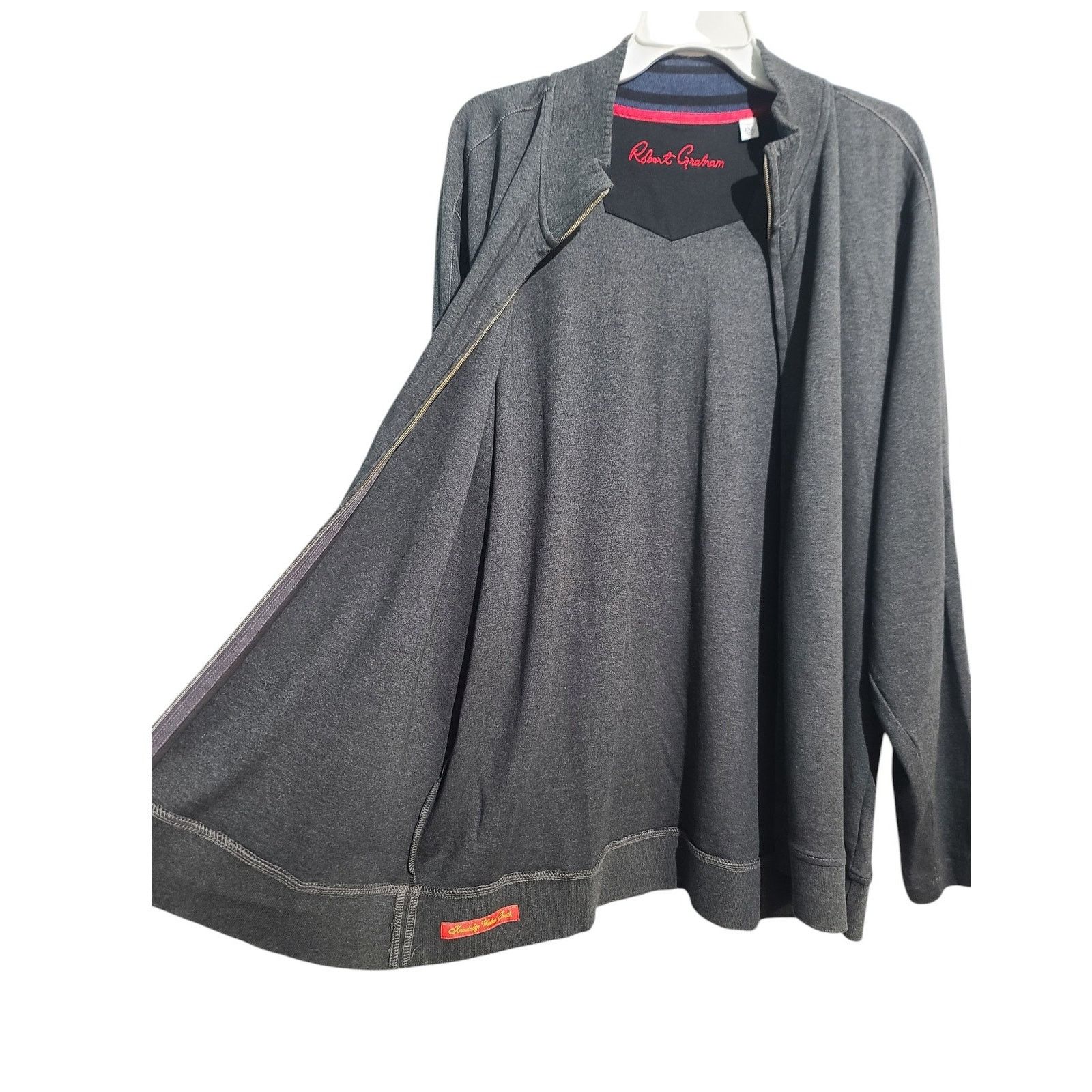 Robert Graham Robert Graham Full Zip Cotton Jersey Sweater Shirt Size US XXL / EU 58 / 5 - 4 Thumbnail