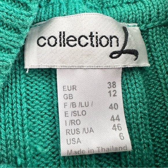 Vintage Vintage Kelly Green Cable-Detail Mock-Neck Sweater Size M / US 6-8 / IT 42-44 - 5 Thumbnail
