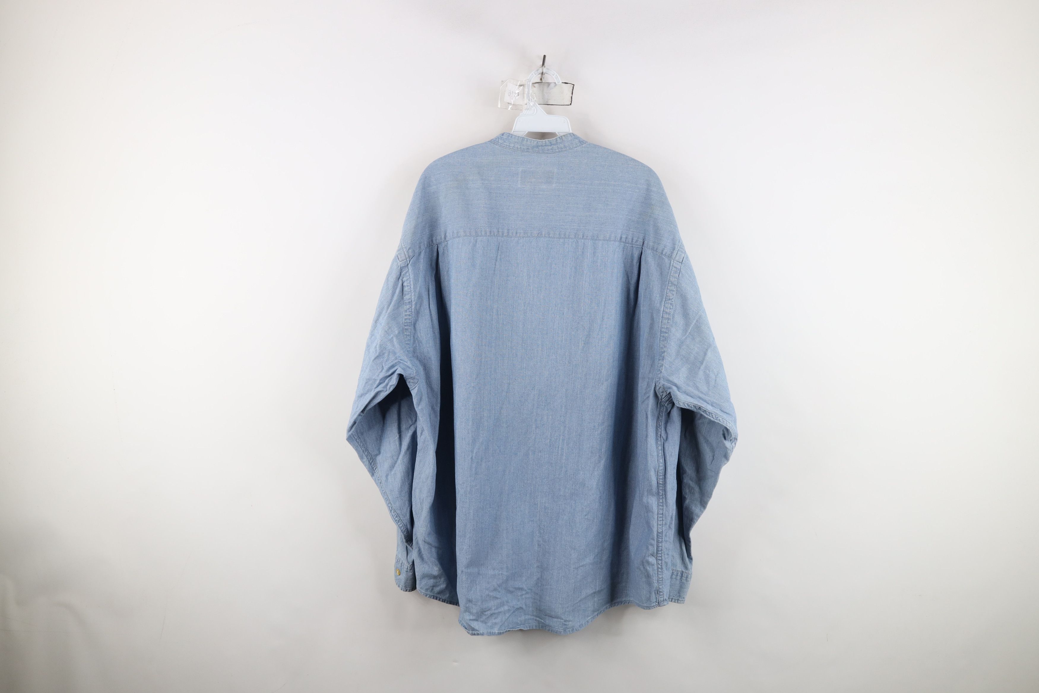 Eddie Bauer Vintage 90s Eddie Bauer Chambray Band Collar Button Shirt Size US XL / EU 56 / 4 - 10 Thumbnail