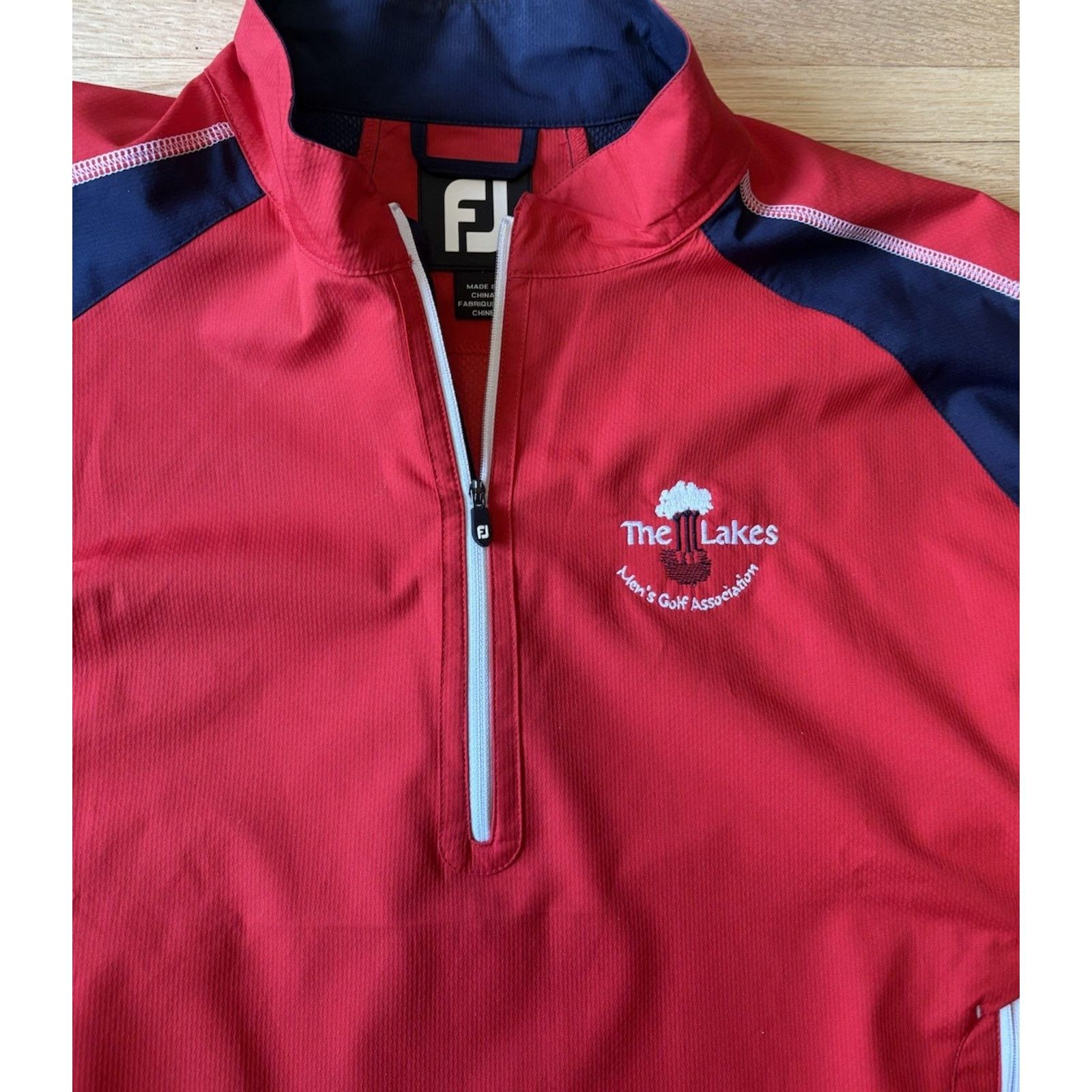 Footjoy FootJoy Pullover Jacket Mens L Red Navy Half Zip Windbreaker Size US L / EU 52-54 / 3 - 3 Thumbnail