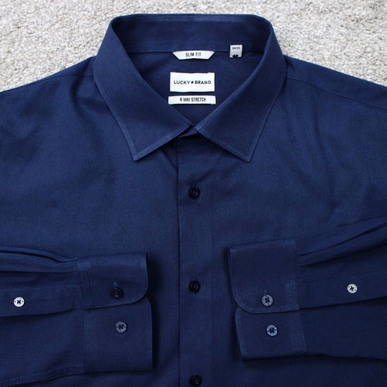 Lucky Brand Lucky Brand Shirt Men XL Blue Slim Fit 4 Way Stretch L/S Button Up Size US XL / EU 56 / 4 - 2 Thumbnail