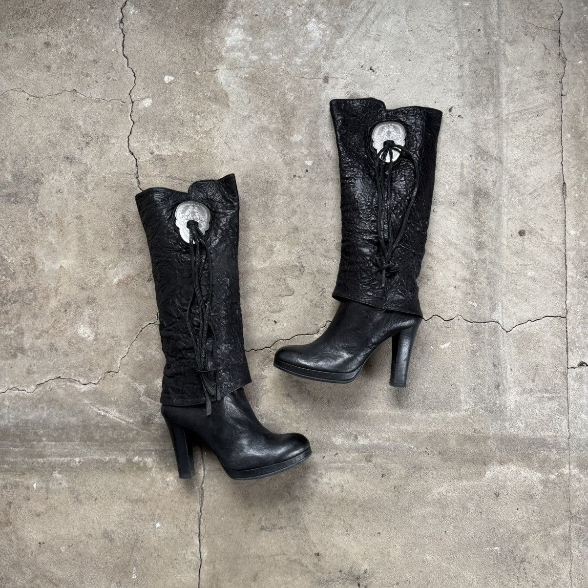 Thomas Wylde Thomas Whylde Black Leather Knee High Ankle Boots Size US 9 / IT 39 - 1 Thumbnail