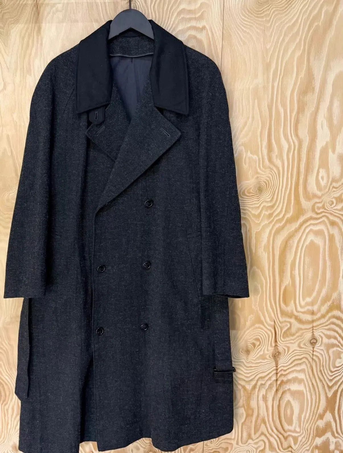 Yohji Yamamoto Black Belted Double-Breasted Long Coat - Size S. Size US S / EU 44-46 / 1 - 2 Thumbnail