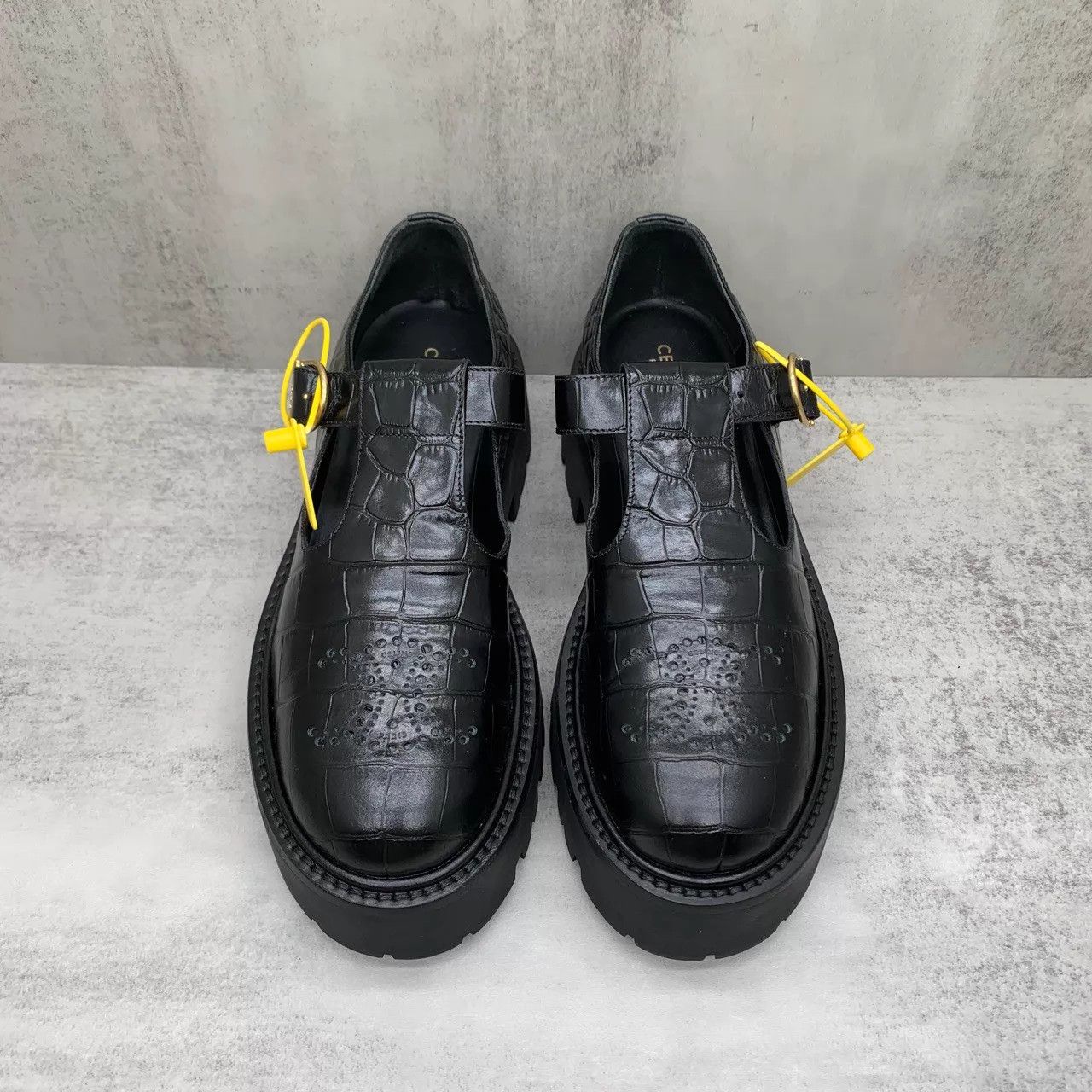 Celine Celine Black thick-soled croc-embossed Mary Jane loafer 37 Size US 6.5 / IT 36.5 - 4 Thumbnail