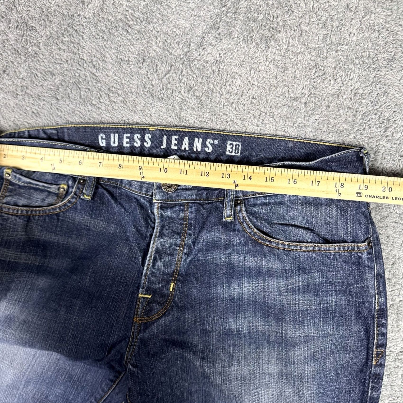 Guess Guess Jeans Falcon Mens 38x32 Dark Blue Denim Baggy - Y2K Bootcut - Low Rise - 5-Pocket - Button Zip Size US 38 / EU 54 - 3 Thumbnail