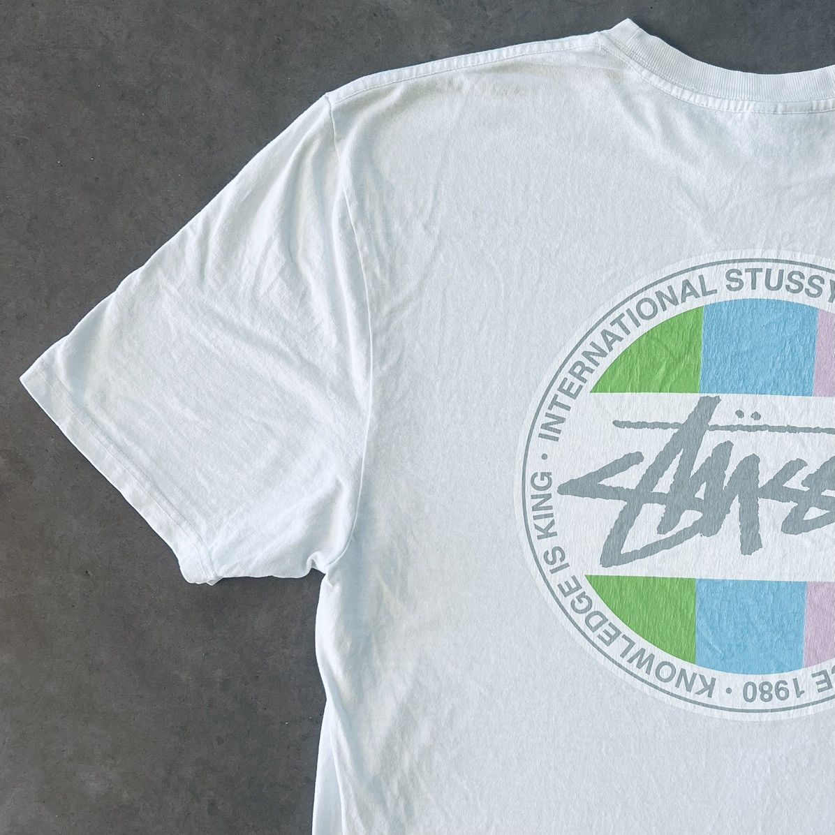 Stussy 🎱 CLASSIC DOT PIGMENT DYED T-SHIRT - Y2K GRAPHIC + STICKER Size US L / EU 52-54 / 3 - 12 Thumbnail