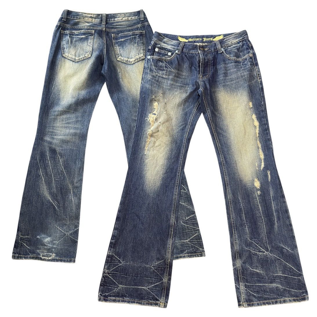 If Six Was Nine Insane ‼️ Flared Distressed Whisker Denim LGB Style Gennaro Size US 31 - 1 Thumbnail