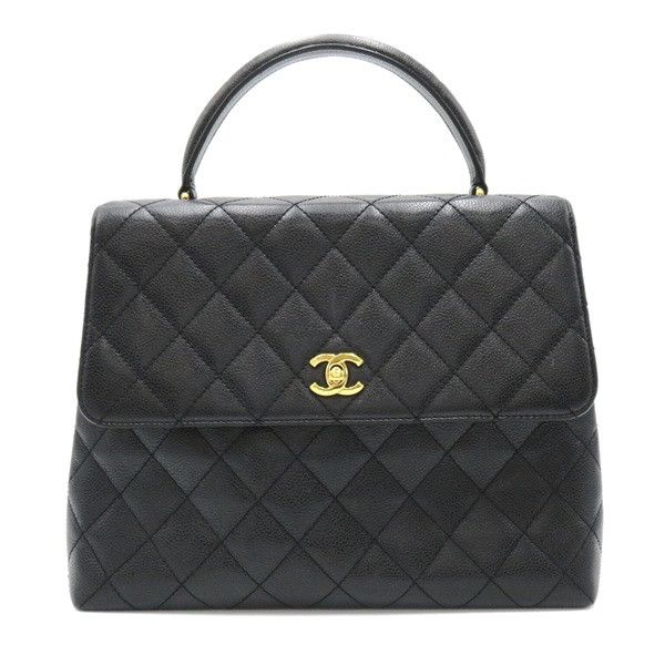 image of Chanel Cc Caviar Kelly Handbag in Black, Women's
