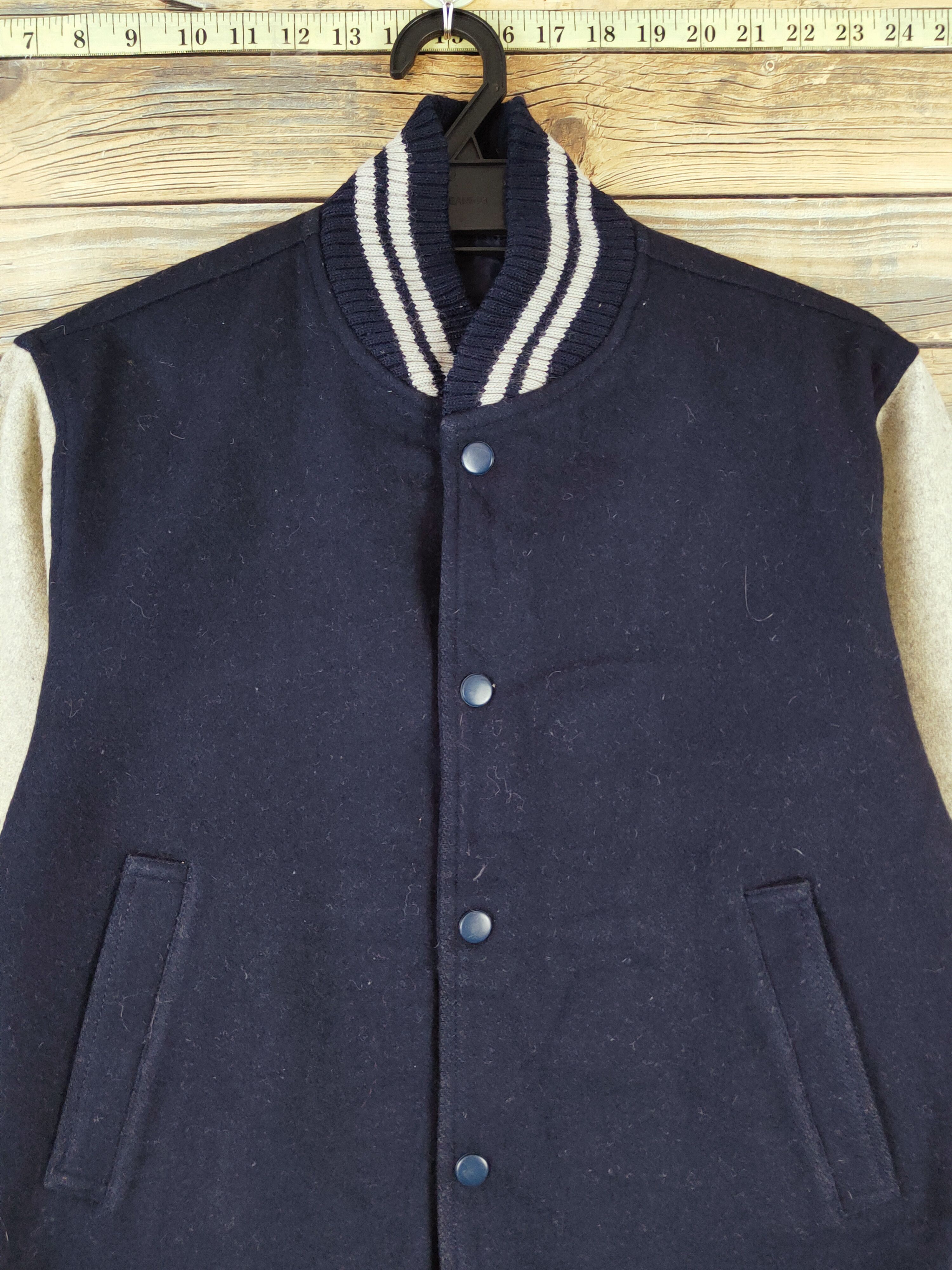 GQ × Vintage GQ Navy Gray Varsity Jackets #W985 Size US S / EU 44-46 / 1 - 2 Thumbnail
