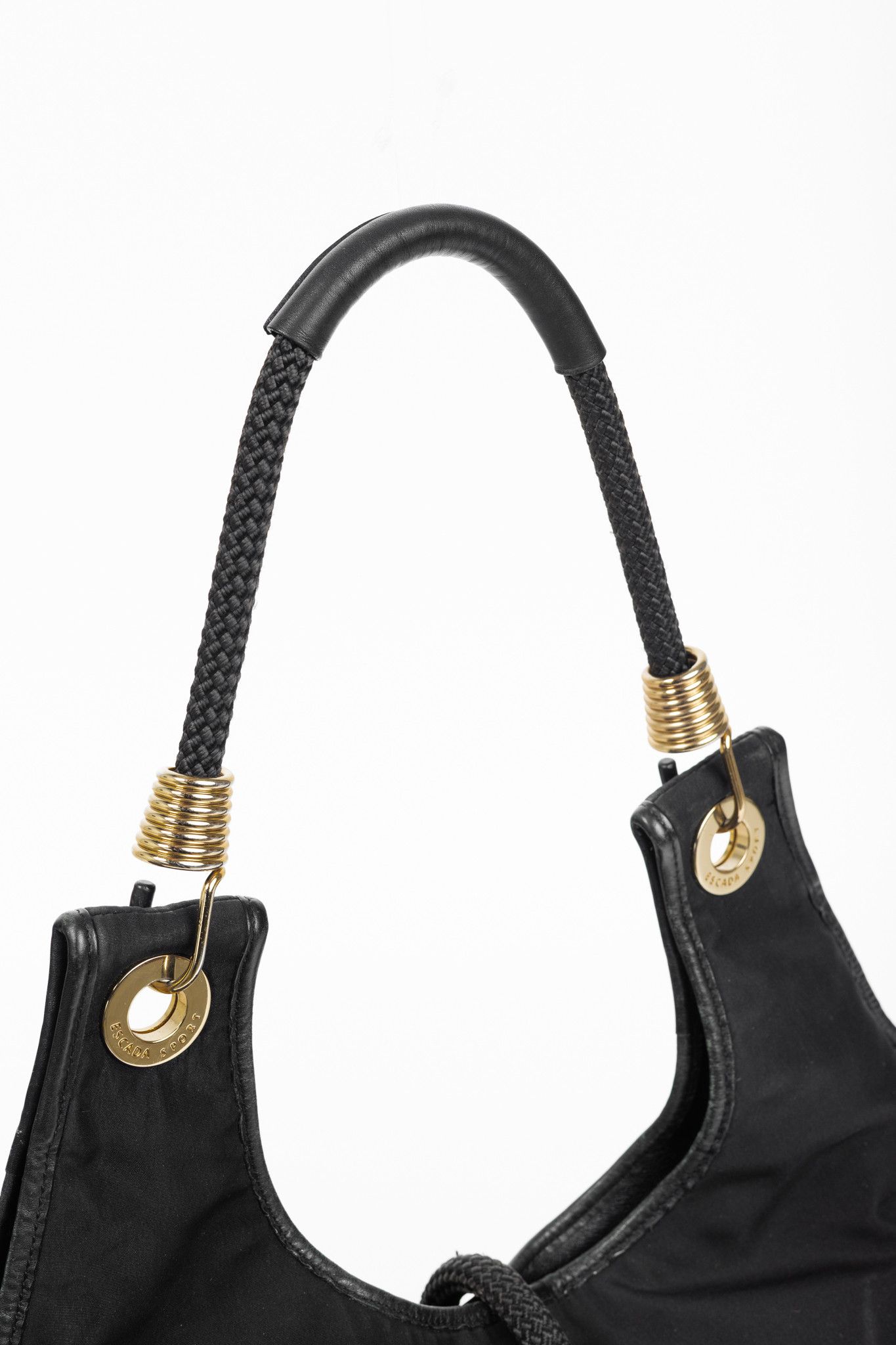 Escada Sport Escada Sport Black Nylon Leather-Trim Rope-Strap Hobo Size ONE SIZE - 6 Thumbnail