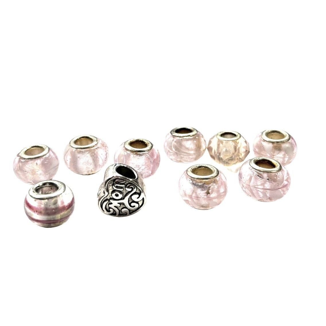 Sterling Silver EUROPEAN BEADS Women's Pink Themed Silver Charms x 10 Size ONE SIZE - 1 Thumbnail