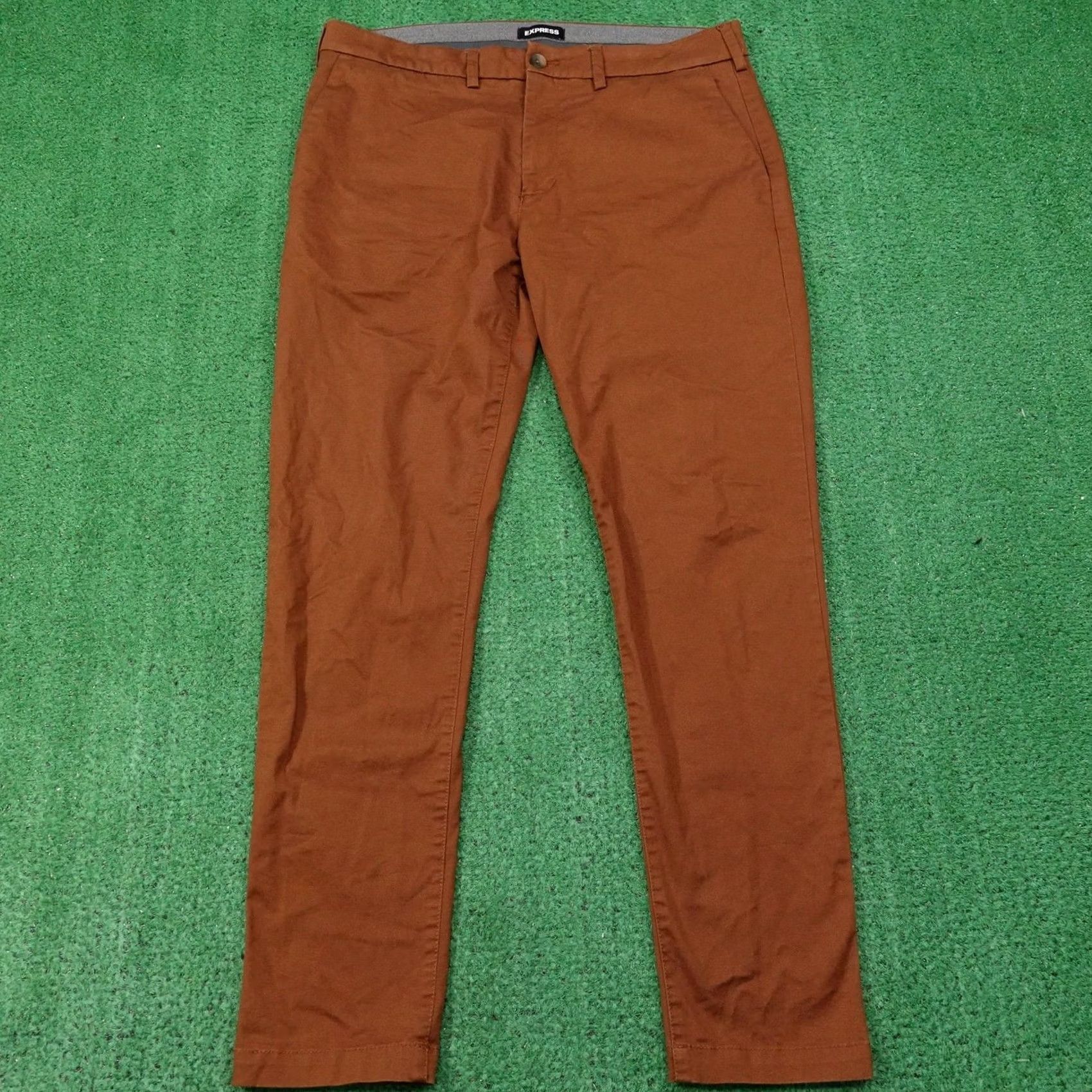 Express Express Pants Mens 34x32 Brown Skinny Chino Extra-Slim Stretch Casual Cotton Size US 34 / EU 50 - 2 Thumbnail