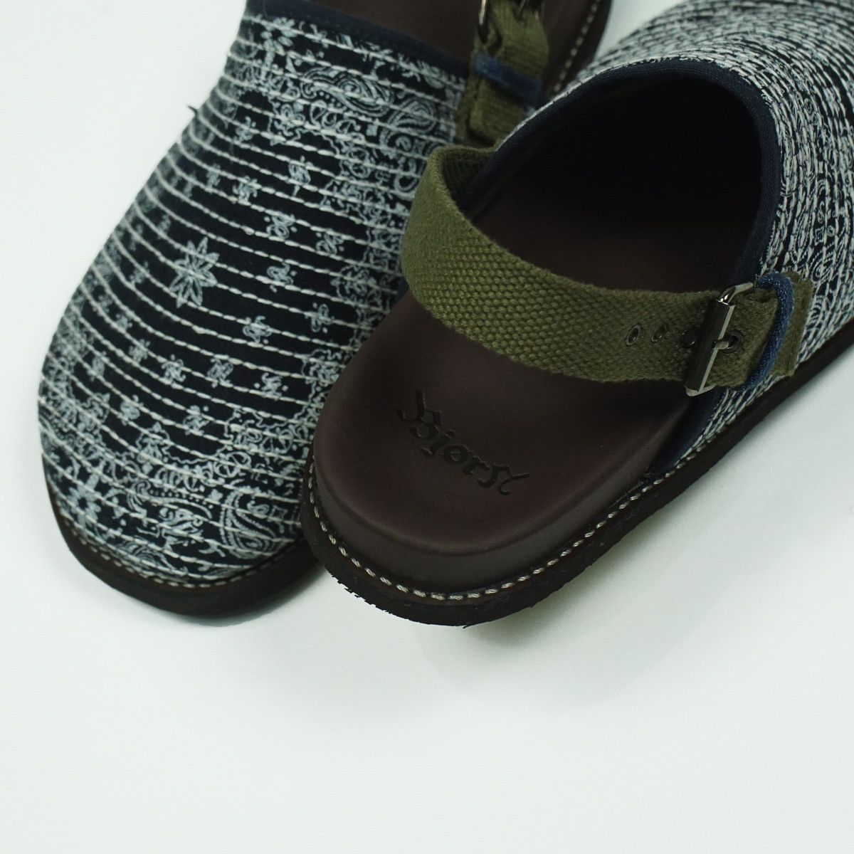 Japanese Brand *NoTariff Bandana Sashiko Stitch Indigo Dyed Mule / Clog Size US 10 / EU 43 - 6 Thumbnail