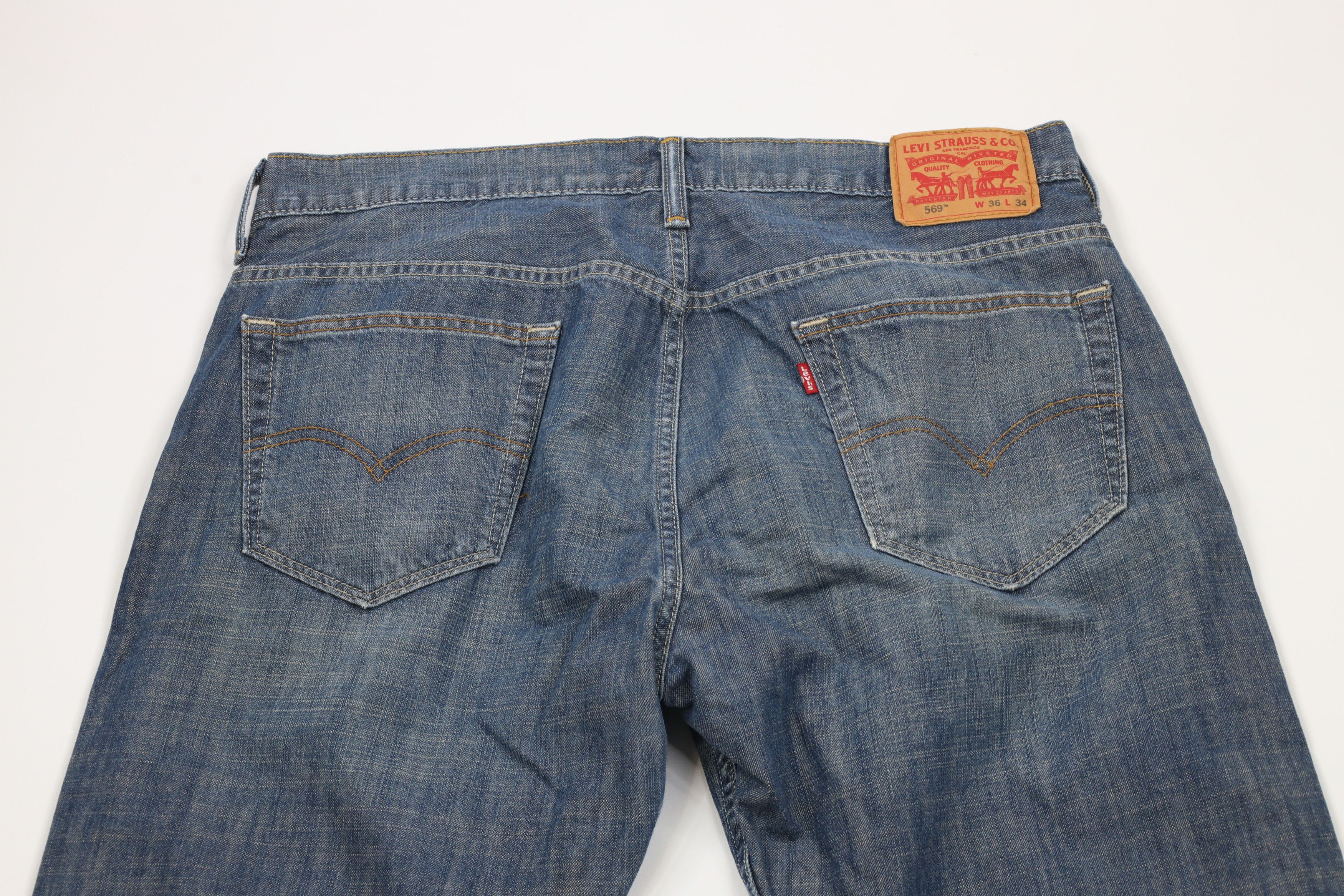 Levi's × Vintage Vintage Y2K Levis 569 Straight Wide Leg Denim Jeans Blue Size US 36 / EU 52 - 10 Thumbnail