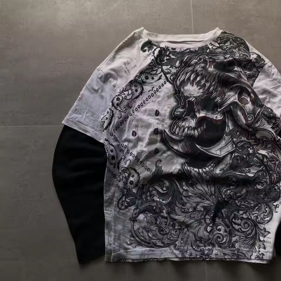 Japanese Brand Y2K Gothic style Thorn Totem Printing Retro Long Sleeves T Size US XXL / EU 58 / 5 - 2 Thumbnail