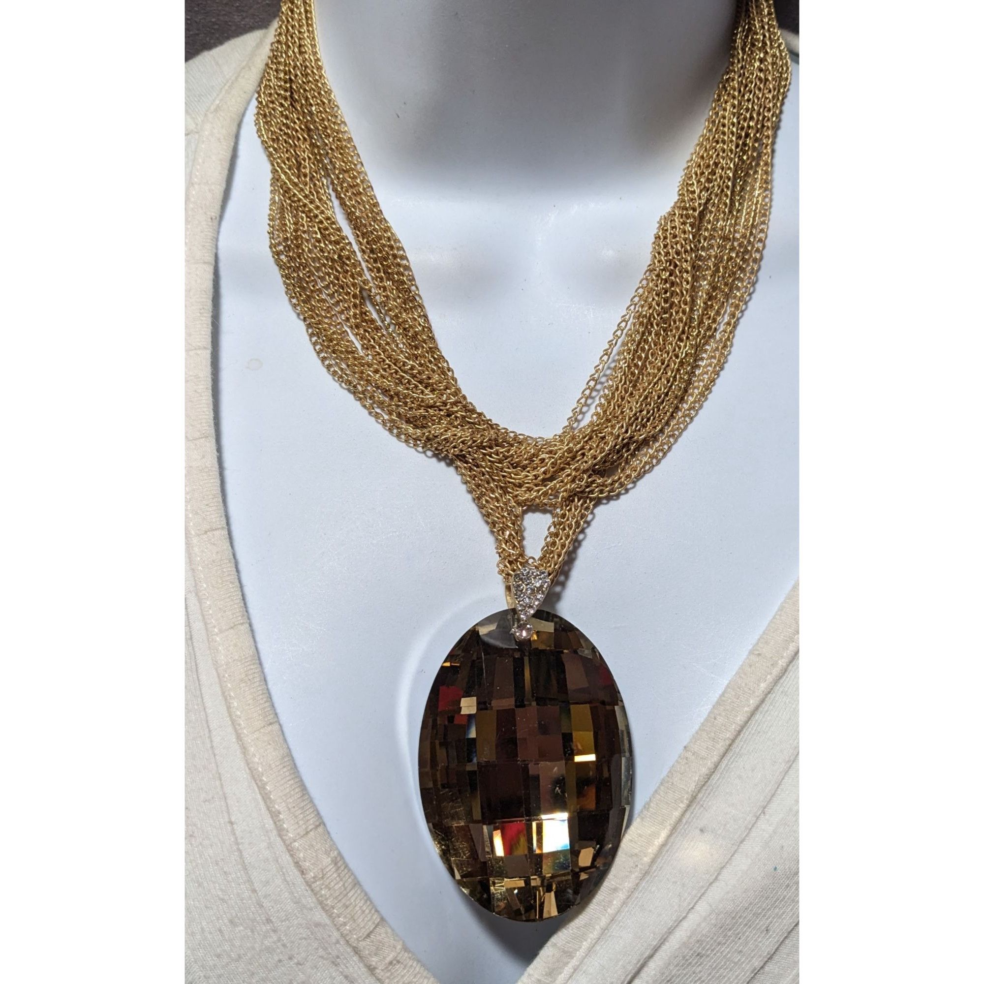 Other Charming Charlie Gold Glam Glass Necklace Size ONE SIZE - 8 Thumbnail