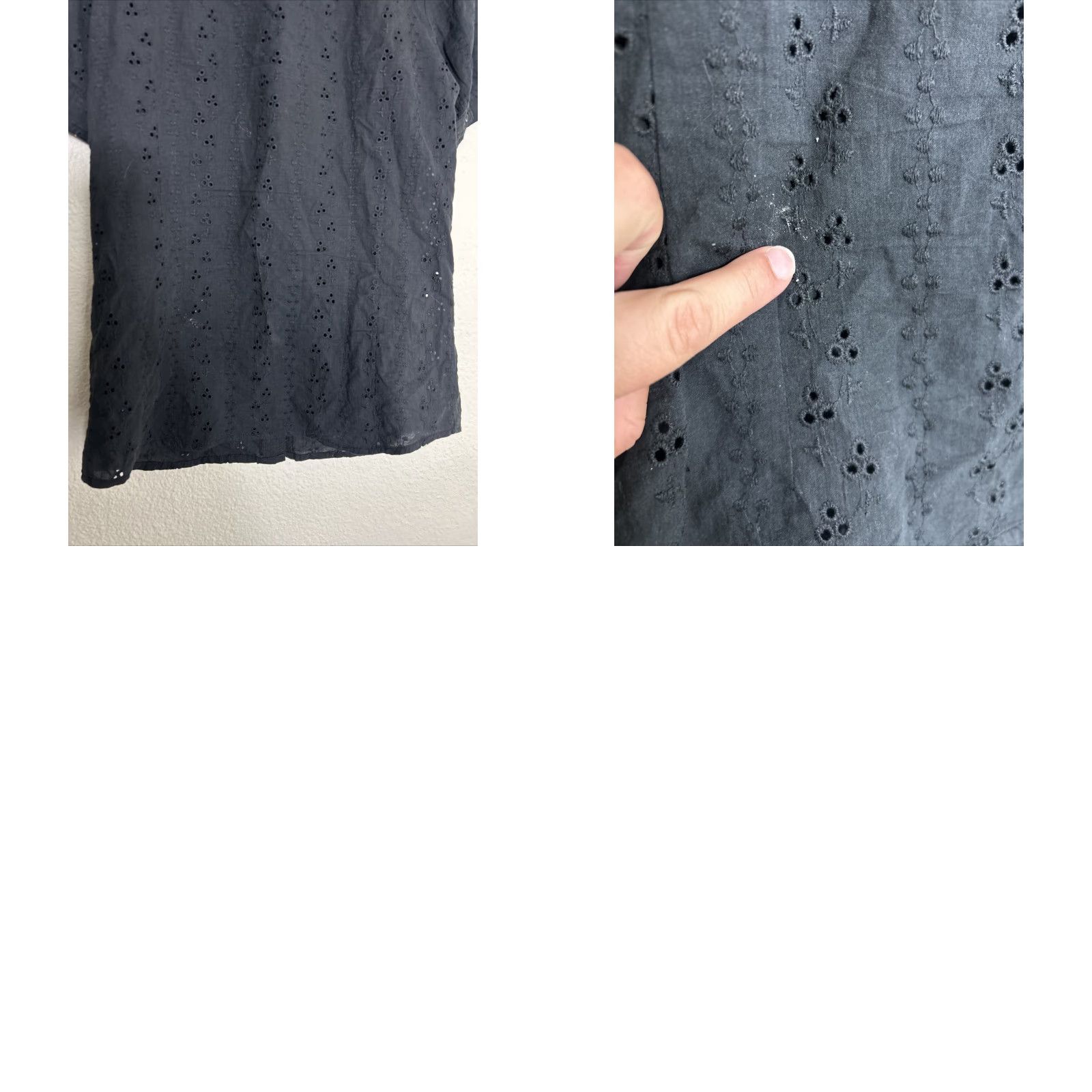 Vintage Zenana Outfitters Womens Large Button Up Top Embroidered Black Eyelet SS Cotton Shirt Size L / US 10 / IT 46 - 9 Thumbnail