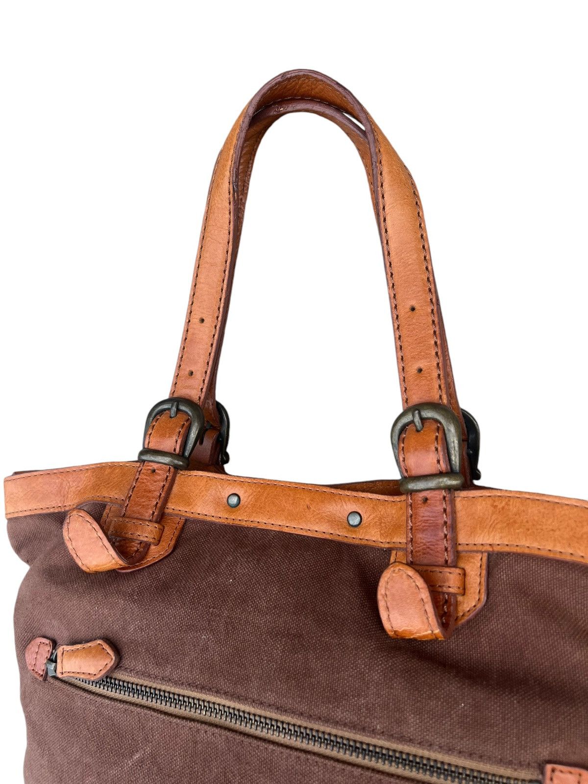 Japanese Brand × Leather Vintage Stranuovo X Ace Leather Cavas Tote Bag Size ONE SIZE - 11 Thumbnail