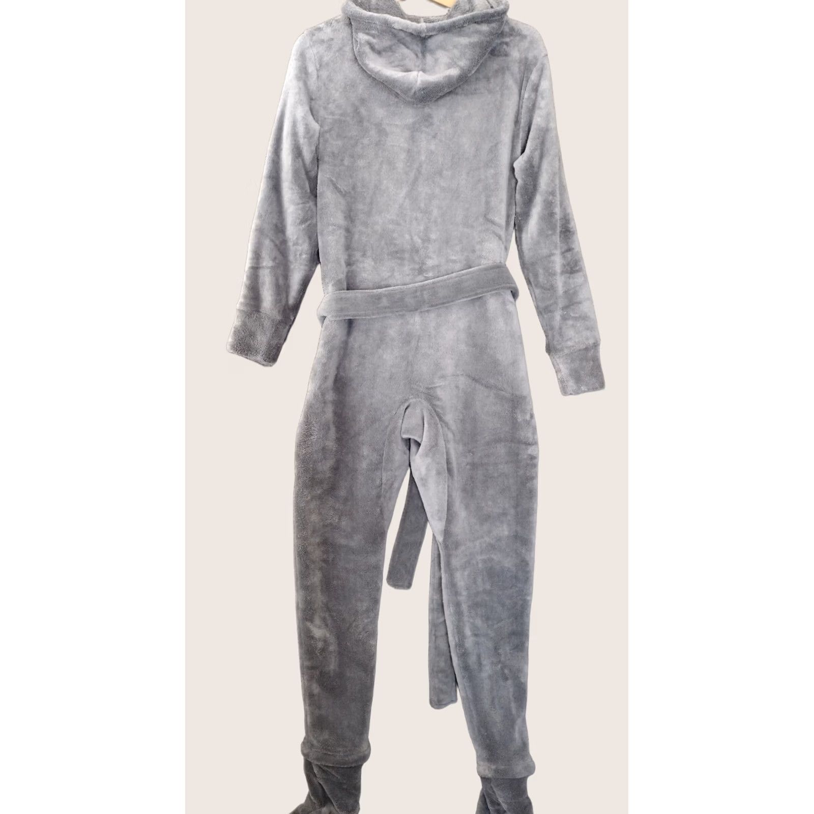 Vintage Alexander Del Rossa Women's S Fleece One Zee Pajamas Hooded Footed Gray One Piece XS? Size ONE SIZE - 1 Thumbnail
