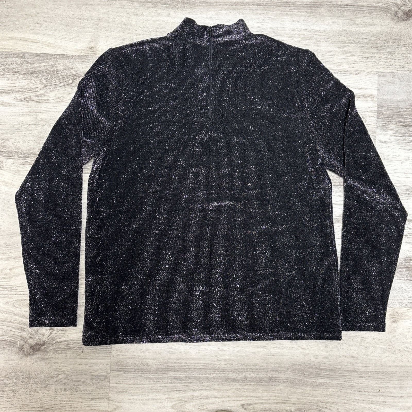 Other Vtg Black Silver Shiny Lurex Top Womens M Long Sleeve Mock N Size M / US 6-8 / IT 42-44 - 6 Thumbnail