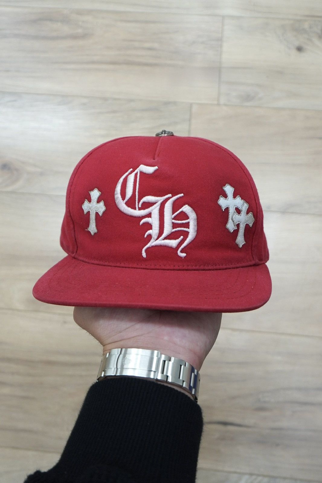 Chrome Hearts Chrome Hearts Leather Cross Patch Hat 'Red' Size ONE SIZE - 1 Thumbnail