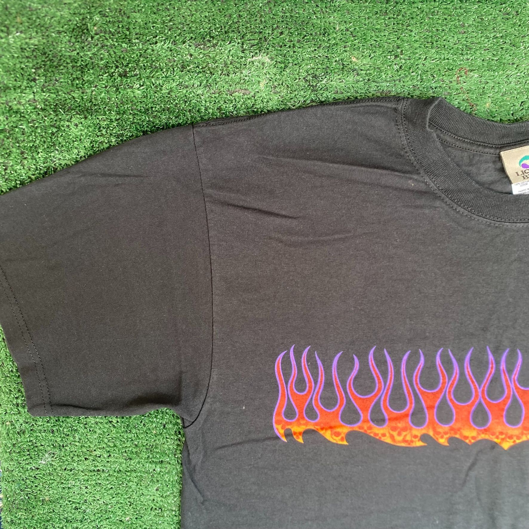 Liquid Blue Vintage 90s Flame Skull Shirt Liquid Blue Fire Goth Punk Tee Size US XL / EU 56 / 4 - 2 Thumbnail
