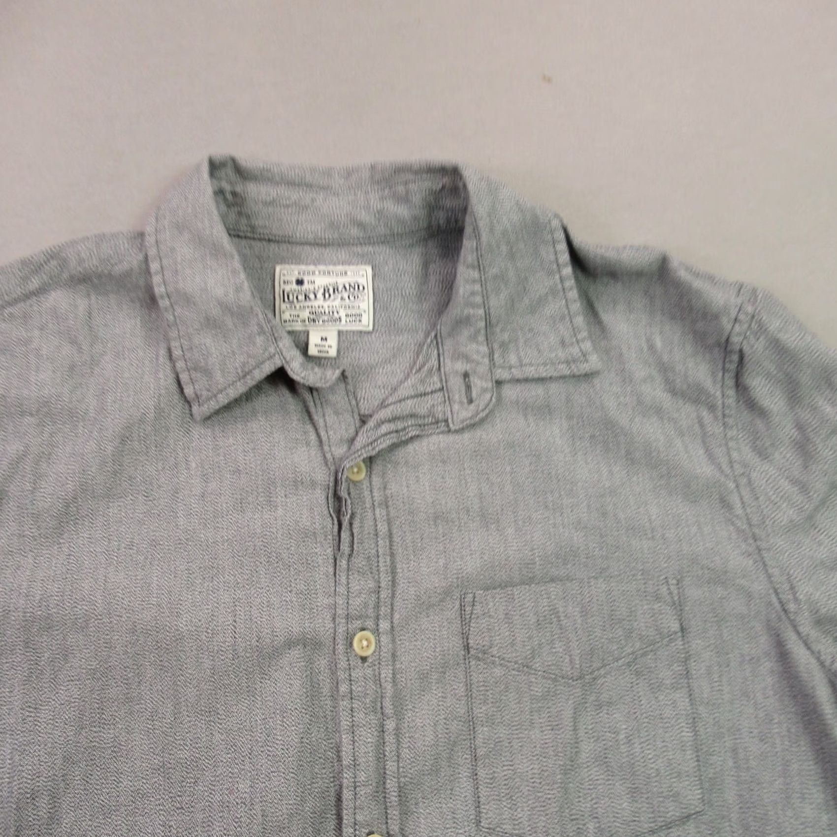 Lucky Brand Lucky Brand Shirt Mens Medium Short Sleeve Button Front Pocket Outdoors Gray Size US M / EU 48-50 / 2 - 2 Thumbnail