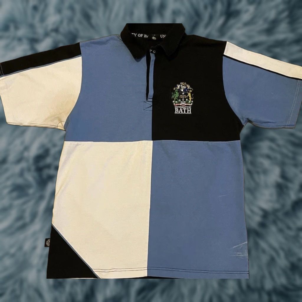 Vintage VINTAGE University Of Bath Polo Shirt XL Blue/Black/White Striped Polo Shirt Men XL 90s College Rugby Nike Track & Field Team Swoosh Inc. Size US XL / EU 56 / 4 - 1 Thumbnail