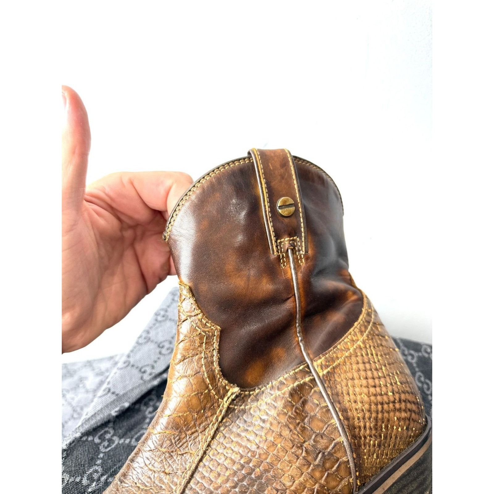 Cowboy Equipment 💥Rare! Vintage Kentucky Western Snake Leather Cowboy Boots Size US 10.5 / EU 43-44 - 13 Thumbnail