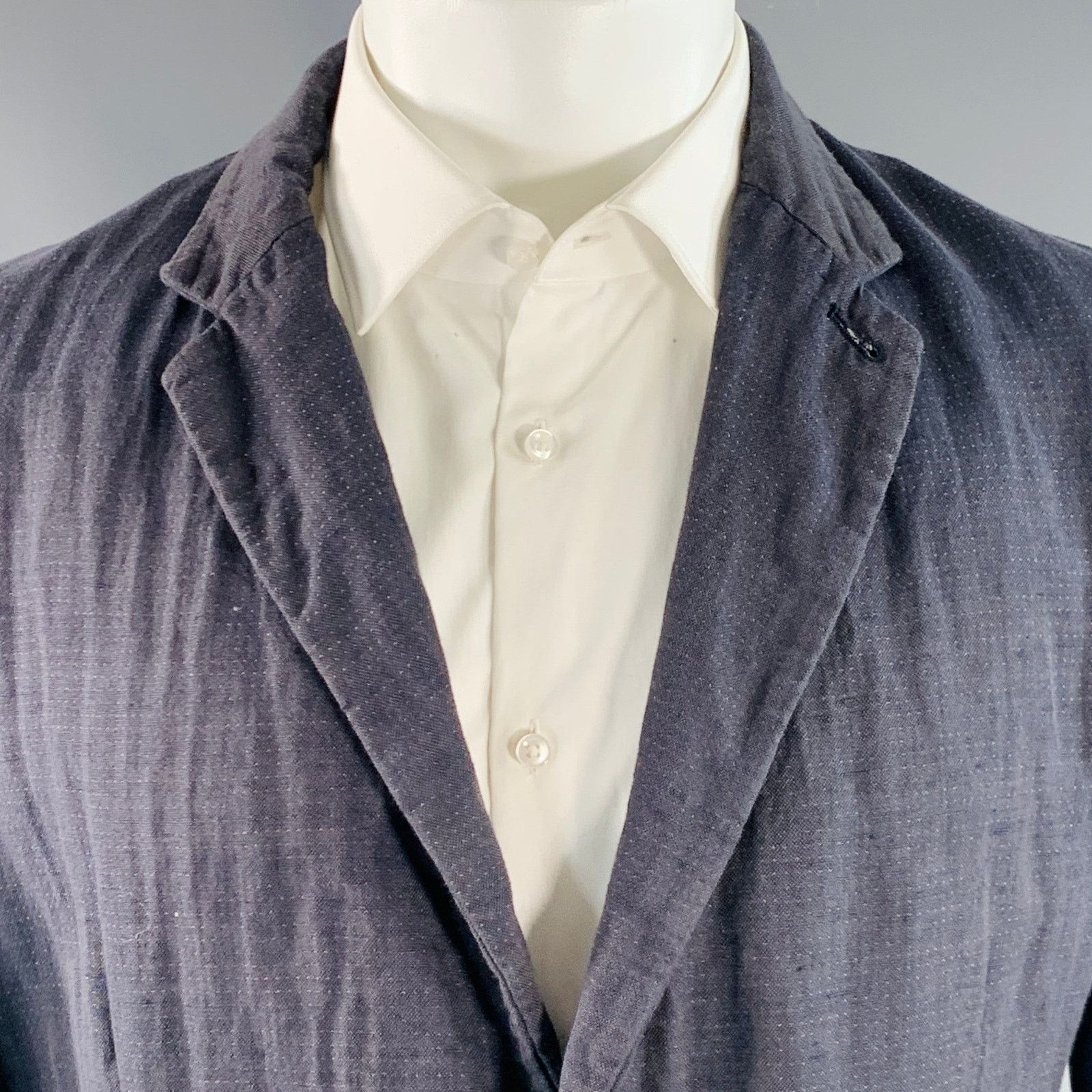 Forme 33204322896 FORME 3'3204322896 Grey Dots Cotton Linen Silk Sport Coat Size 40R - 2 Thumbnail