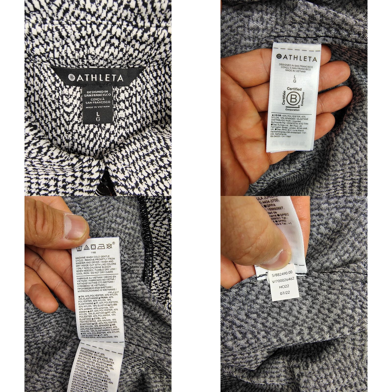 Athleta Athleta Jacket Womens Large Black White Textured Shirt Shacket Sculptek Stretch Size L / US 10 / IT 46 - 8 Thumbnail
