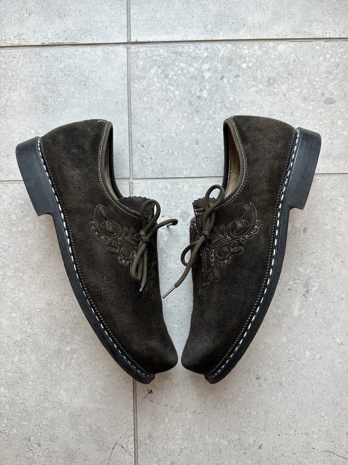Vintage Meindl Traditonal Shoes Brown Suede Skywalk Bavarian Men's Size US 8.5 / EU 41-42 - 2 Thumbnail
