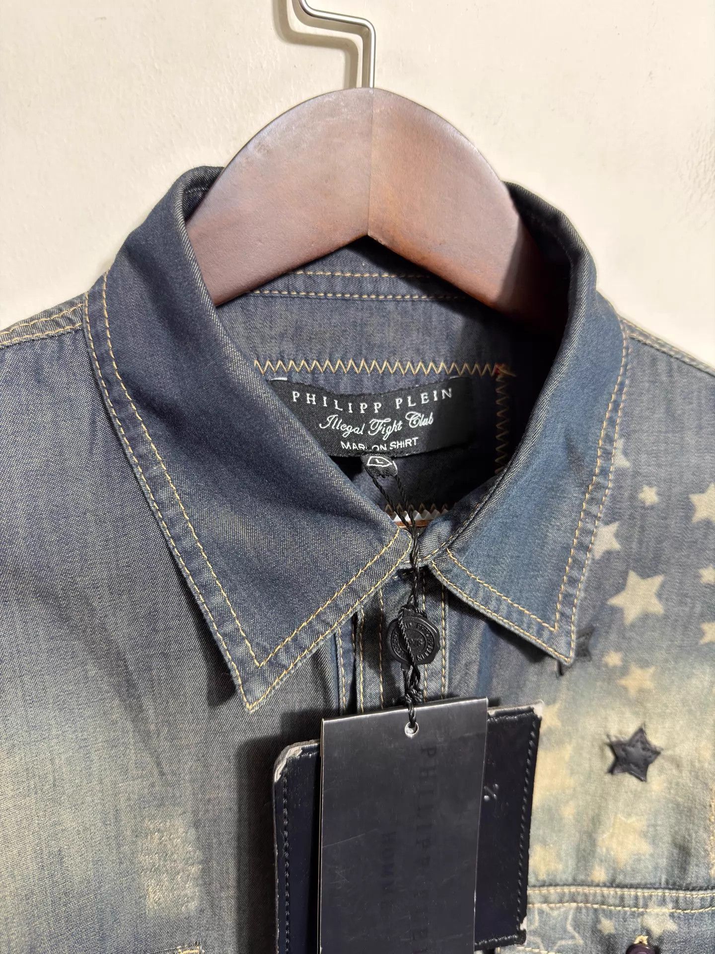 Philipp Plein Philipp Plein Slim Embroidered Denim Shirt L Size US L / EU 52-54 / 3 - 3 Thumbnail