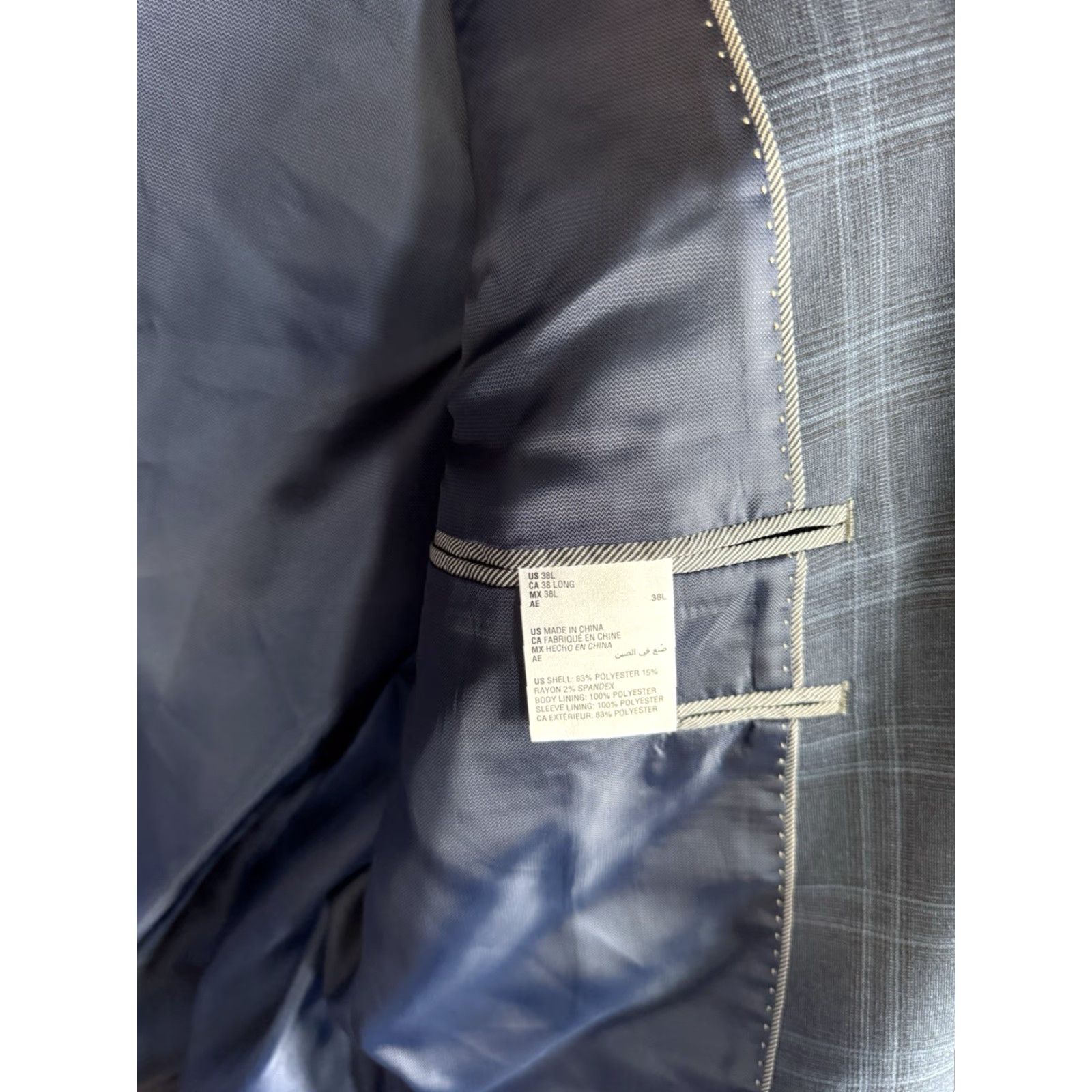 Alfani Alfani Mens Blue Tuxedo Suit Slim Fit Size 38 Long Jacket Coat Pants 30 x 32 Mens Size 38R - 6 Thumbnail