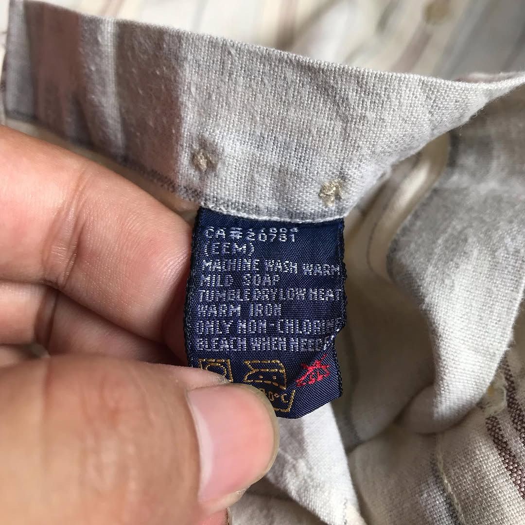 Tommy Hilfiger × Vintage Tommy Hilfiger Button Down Long Sleeves stripe shirt beige Size US L / EU 52-54 / 3 - 4 Thumbnail