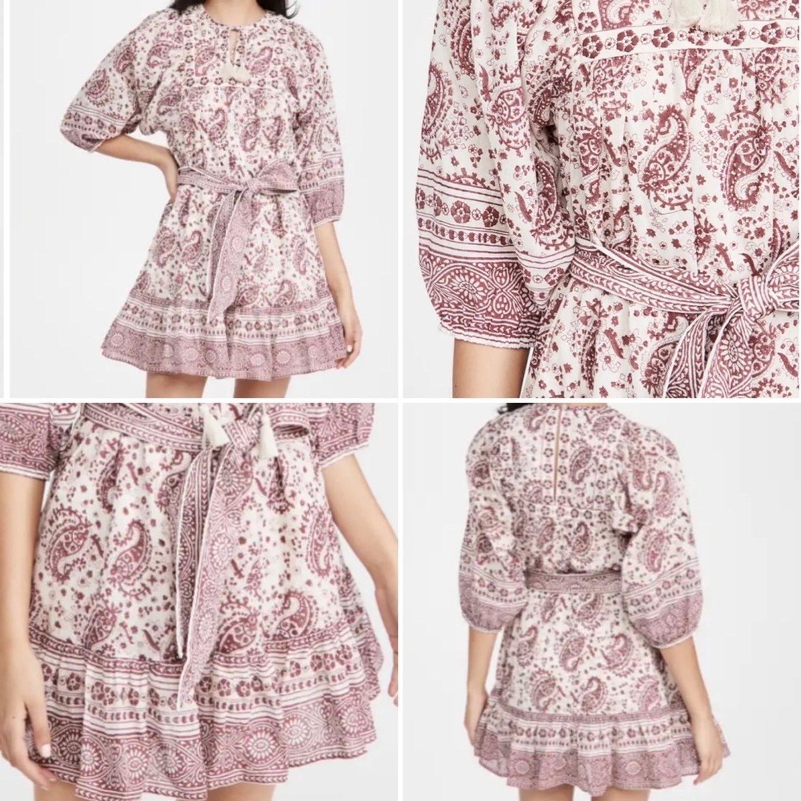 Cleobella EUC Cleobella $198 Mini Dress Burgundy Block Print sz SM Size S / US 4 / IT 40 - 1 Thumbnail