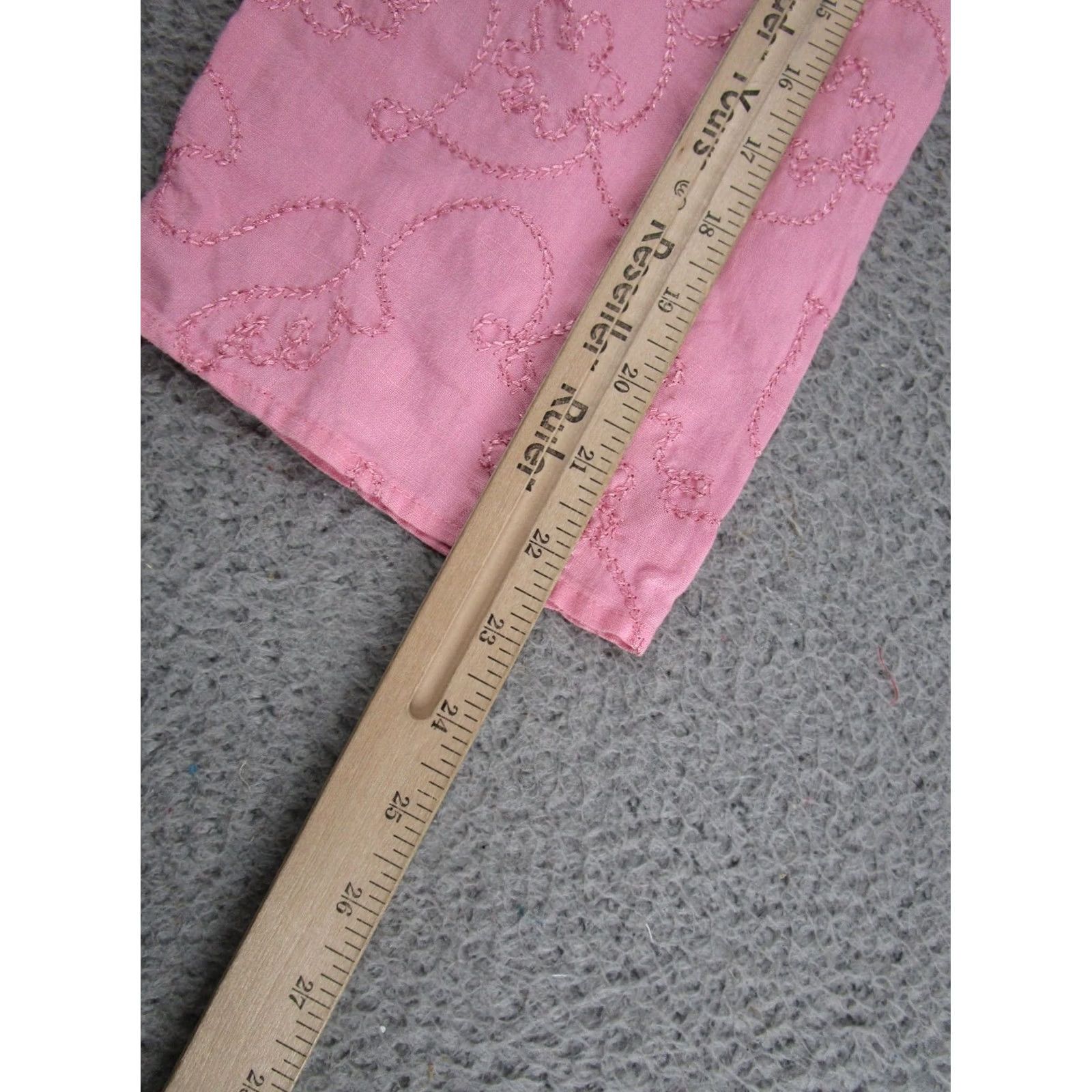 Pinko Kenar Women's Pink Embroidered 100% Linen Top Shirt 3/4 Sleeve Size 1X Vintage Size XL / US 12-14 / IT 48-50 - 7 Thumbnail