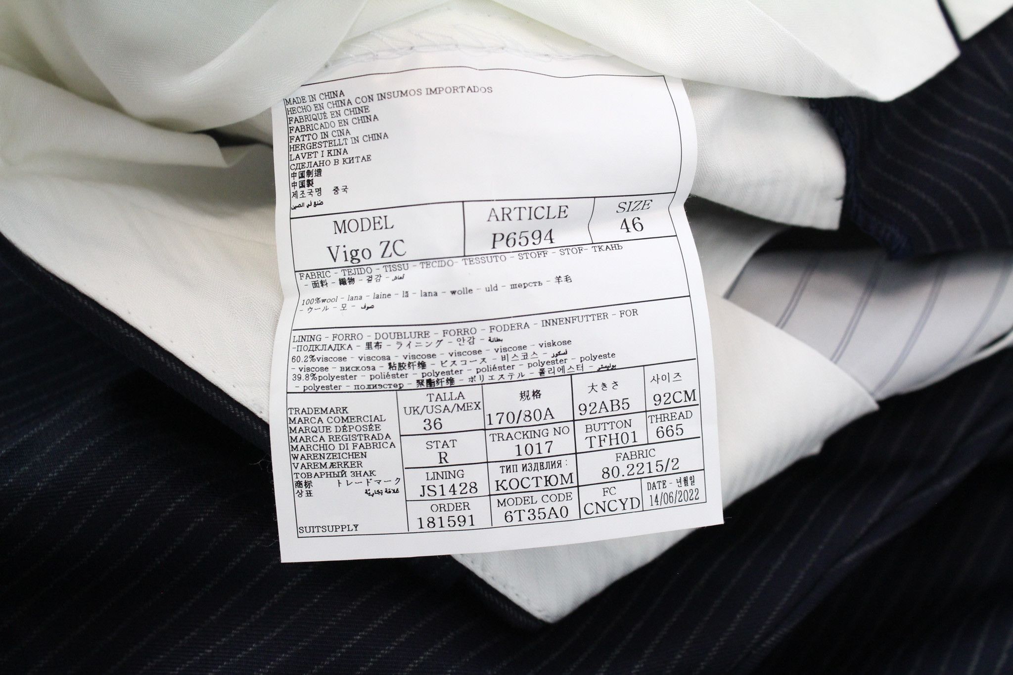 Suitsupply HAVANA JETTED UK36R Navy Wool S130 Suit 67802 Size 36R - 14 Thumbnail