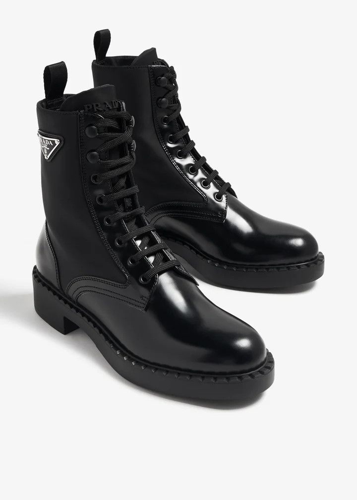 Prada Prada Black Lace Up Combat Military Ankle Mid Calf Boot 36.5 Size US 6.5 / IT 36.5 - 3 Thumbnail