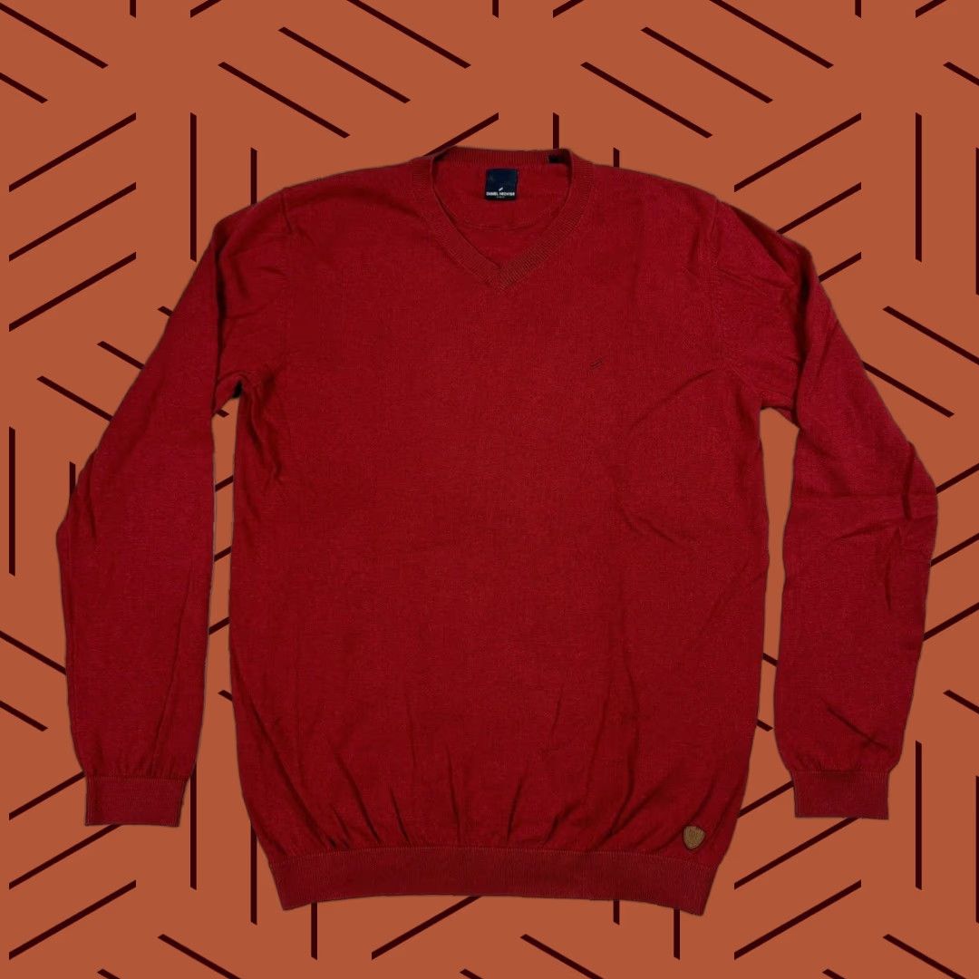 Vintage DANIEL HECHTER PULLOVER SWEATER V-NECK COTTON CASHMERE RED MENS S MODERN PARIS Size US S / EU 44-46 / 1 - 1 Thumbnail