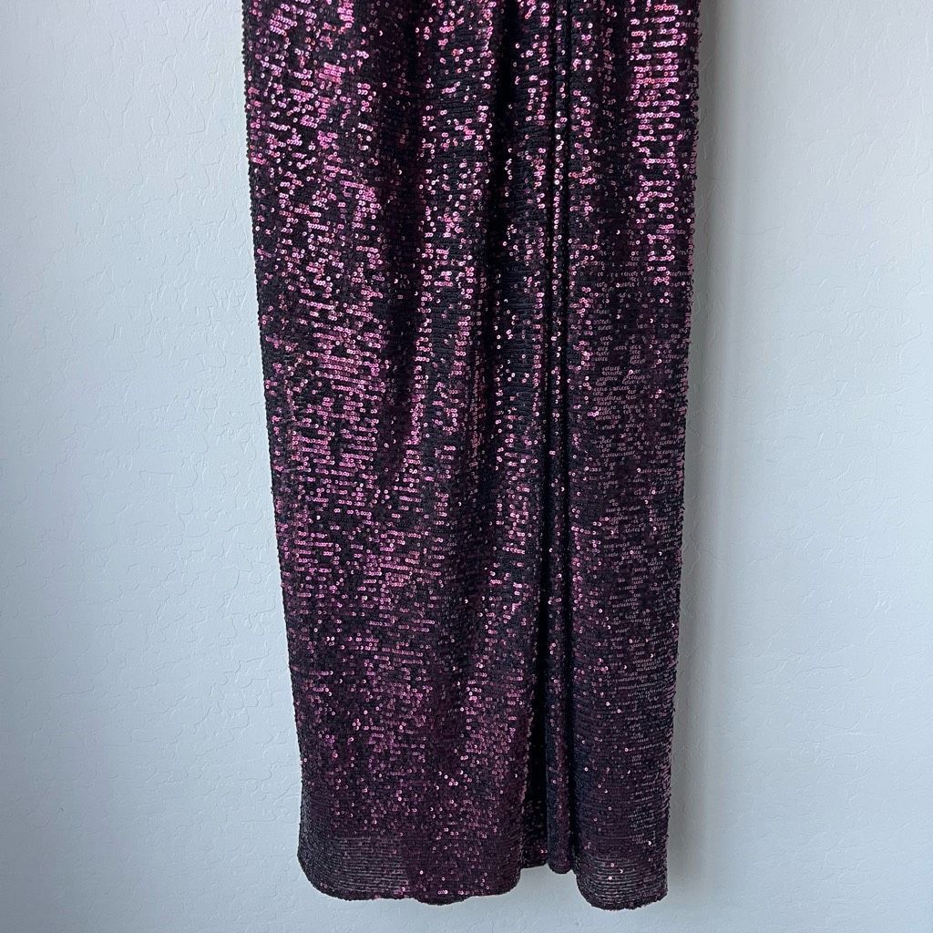 Other Rene Ruiz Gown Burgundy Off the Shoulder Sequin Cocktail For Size S / US 4 / IT 40 - 5 Thumbnail
