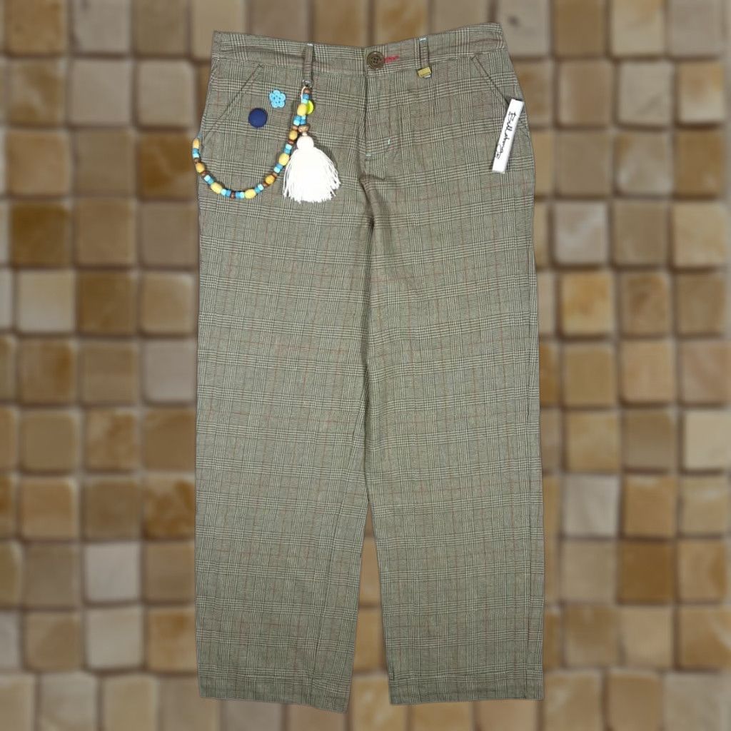 Billabong BILLABONG Plaid Check Trousers Bead Chain Loose Fit Womens 32W Khaki-Brown 2000s Casual Chino Size 32" / US 10 / IT 46 - 1 Thumbnail