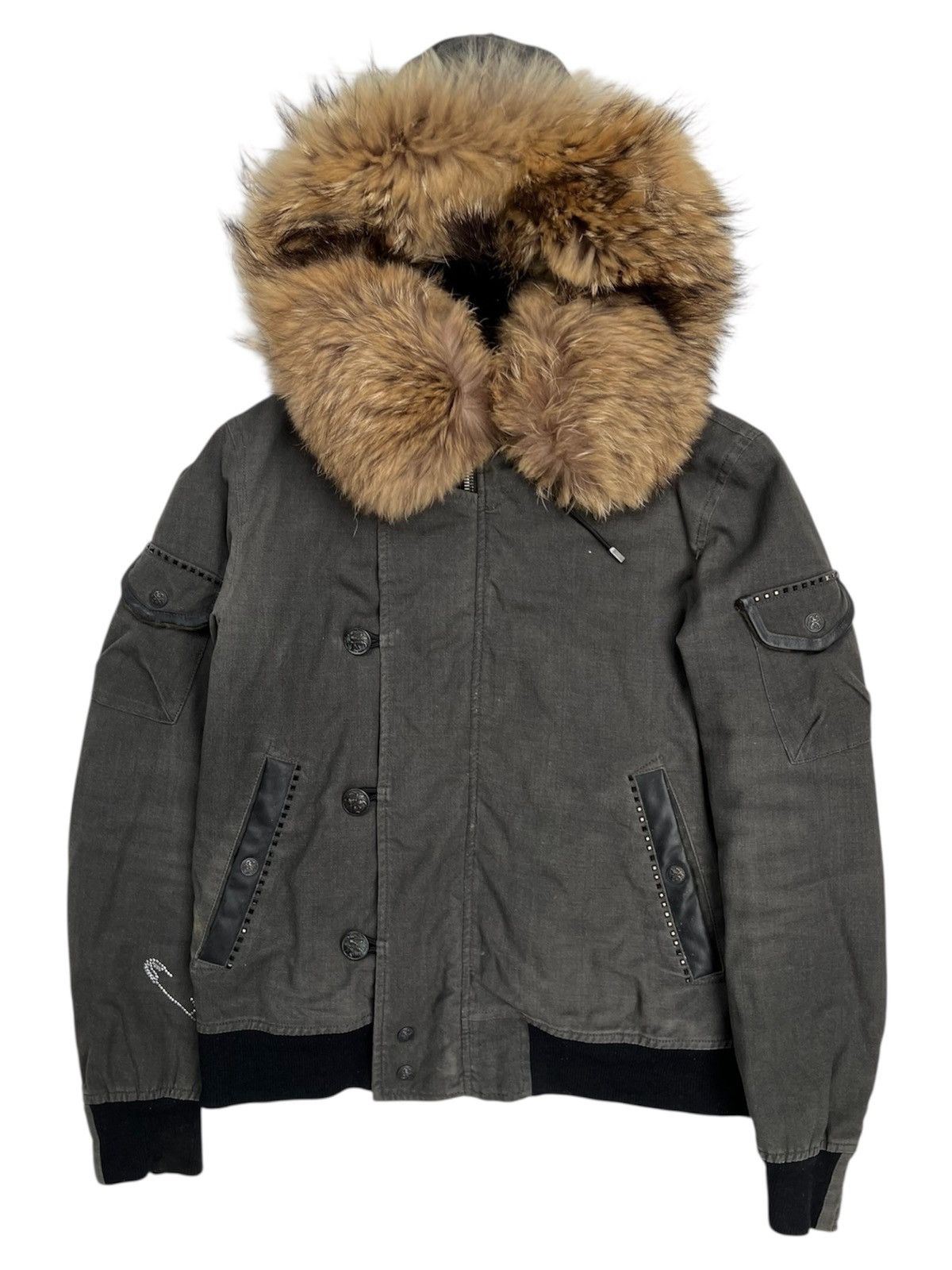 Roar Studded RIRI Zipper Fur Jacket