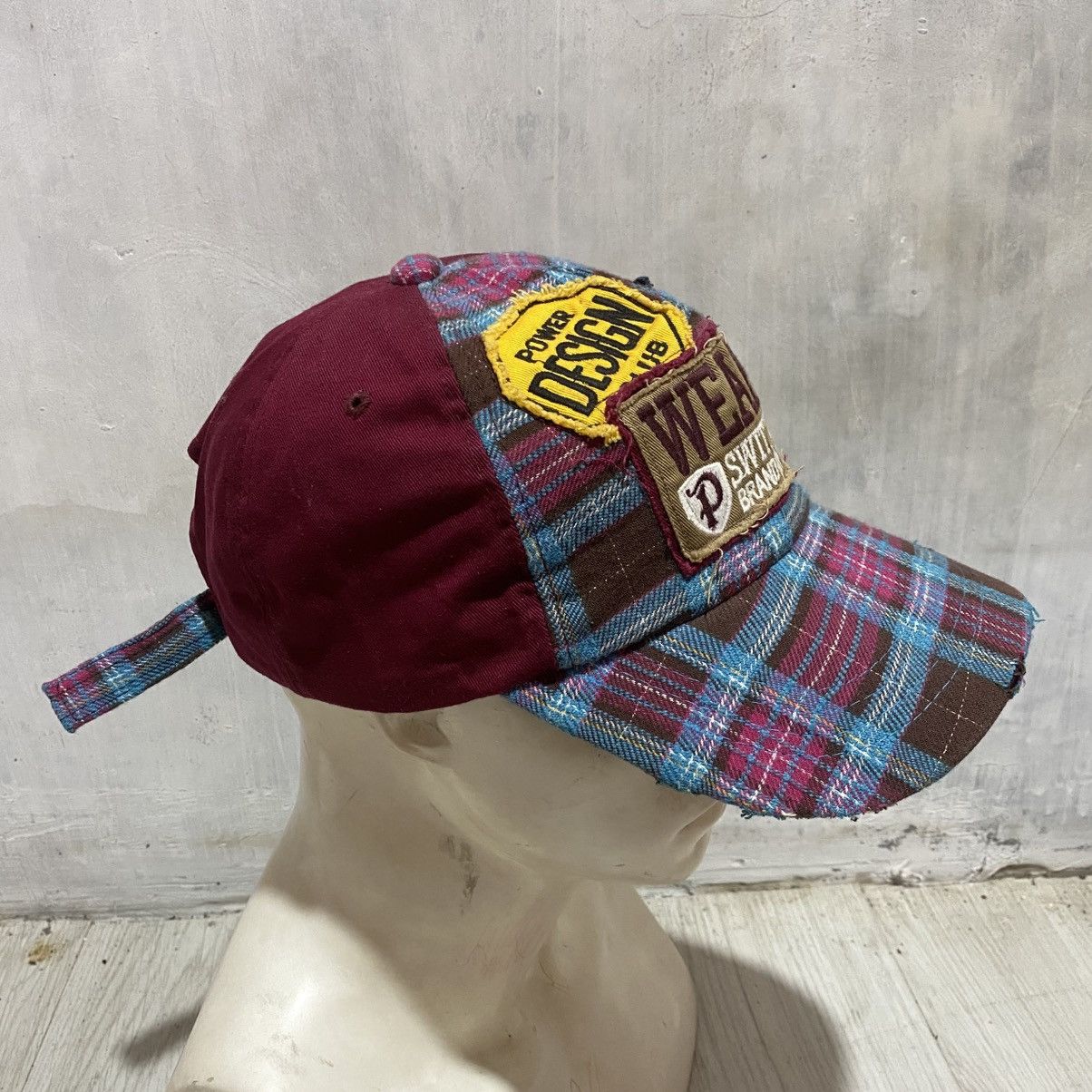 Japanese Brand 2000s checkered patchwork cap lgbstyle ifsixwasnine Size ONE SIZE - 3 Thumbnail